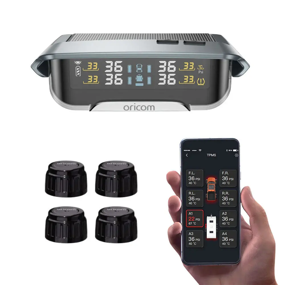 Oricom Tpms10-4E Tyre Pressure Monitoring System With 4 External Sensors And App Functionality 1