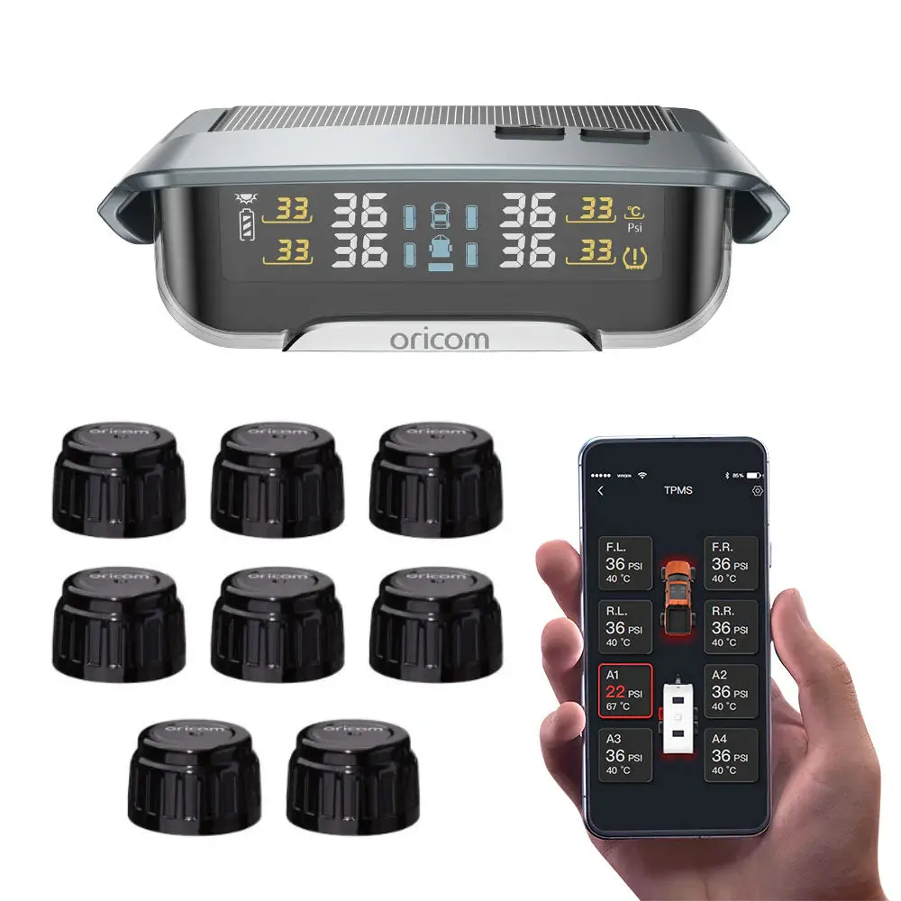 Oricom Tpms10-8E Tyre Pressure Monitoring System With 8 External Sensors And App Functionality 1