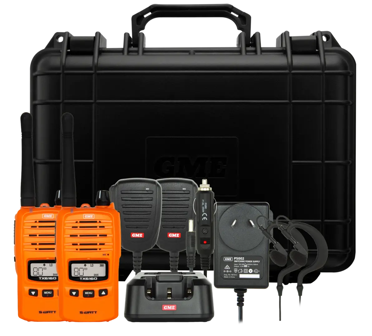 Gme Tx6160otp Uhf Cb Handheld Radio 1 And 5 Watt Twin Pack Orange 1