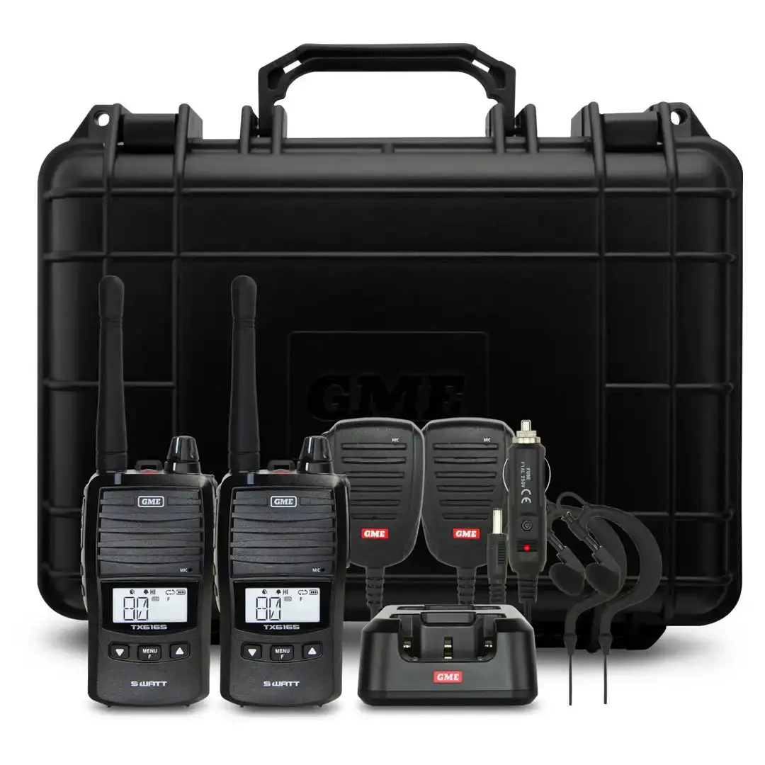 Gme Tx6165tp | 5/1 Watt Uhf Cb Handheld Radio | Including Accessories Twin Pack 1