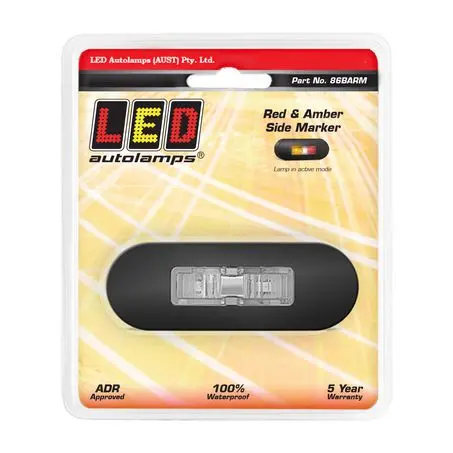 Led Autolamps 86Barm Amber/Red Marker Light - Clear Lens, Black Bezel 1