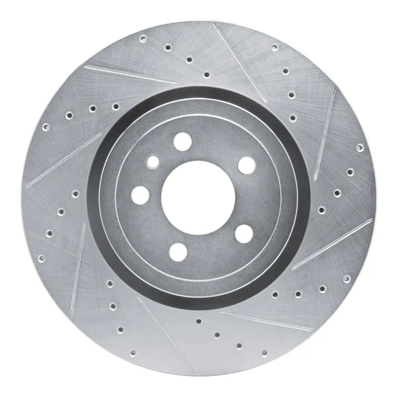 R1 Concepts Front Right Brake Rotor Drilled & Slotted (Front): Dodge Charger 2011-2023 5.7L Hemi - Silver 1