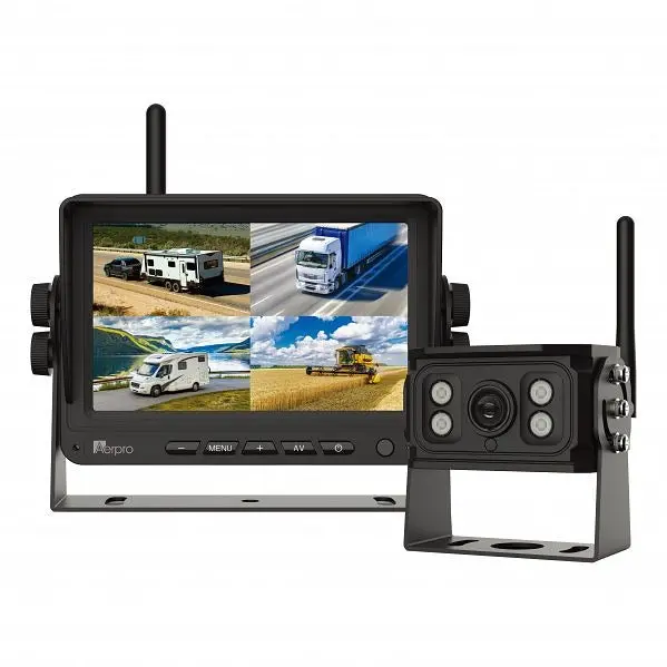Aerpro Avk7w1 7" Wireless Heavy-Duty Quad View Monitor 1080P Hd Camera Kit With Dvr 1