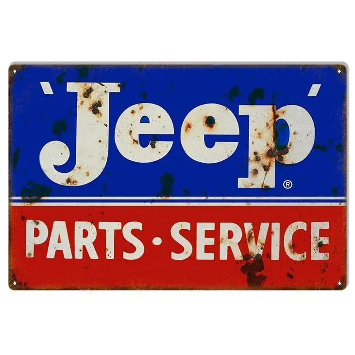 Aged Jeep Parts & Service Metal Sign 1