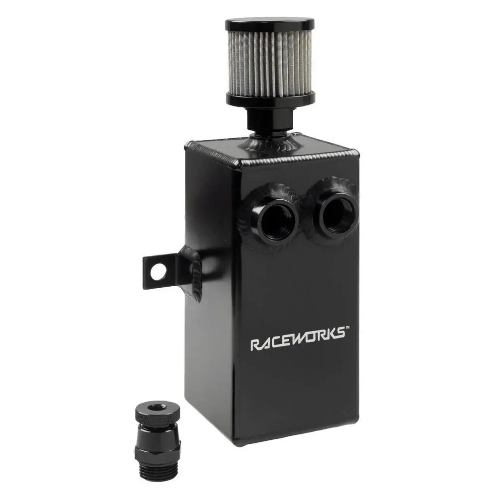 Raceworks 1L Baffled Oil Catch Can Tank With Breather And Drain Tap 1