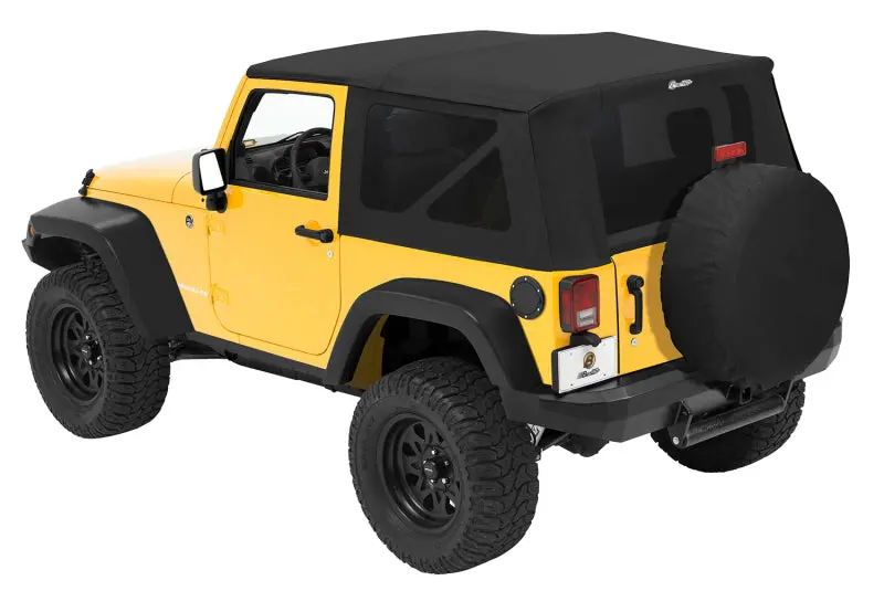 Bestop Rep A-Top Sailcloth Soft Top Tinted Windows No Door Skins (Front): Jeep Wrangler Jk 2007-2009 3.8L V6 - Black Diamond 1