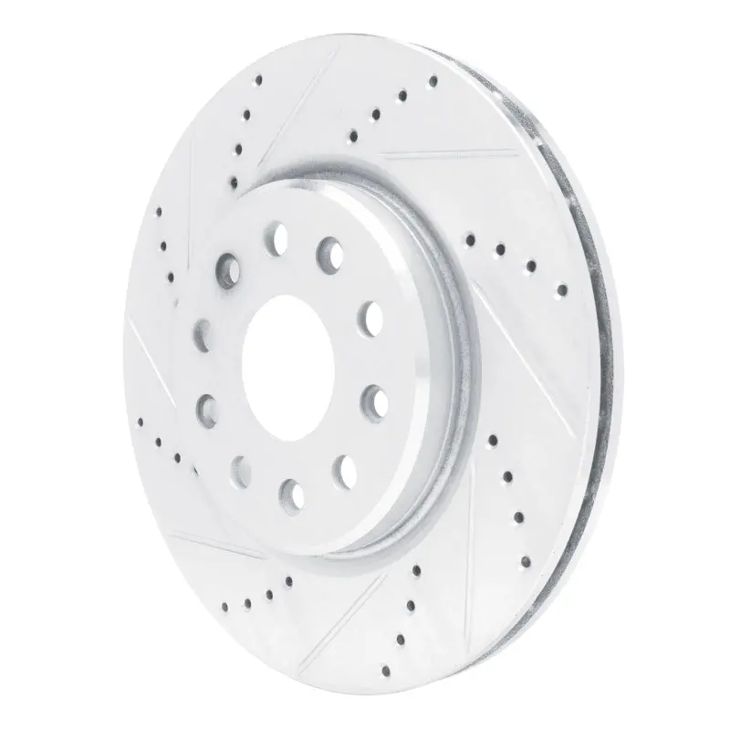R1 Concepts Drilled & Slotted Brake Rotor (Front Left): Jeep Grand Cherokee 2022-2026 2.0L/3.6L/5.7L - Silver 2