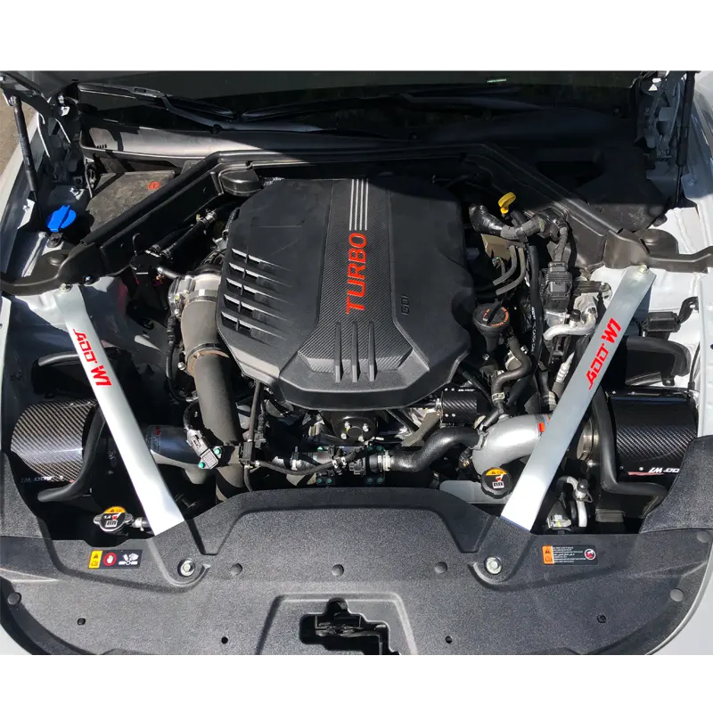 Air Filter Carbon Fiber Heat Shield Cover For K&N Typhoon Intake 2018-Up Kia Stinger 3.3T 1