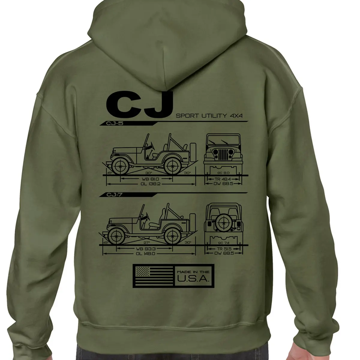 Blueprint-Style Cotton Pullover Hoodie
