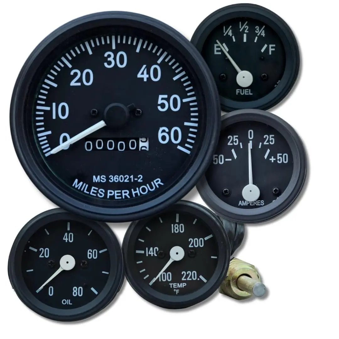 Complete Speedometer (12 Volt) Gauges Kit, 1946-1964, Willys Jeep Cj2a, Cj3a, And Cj3b 1