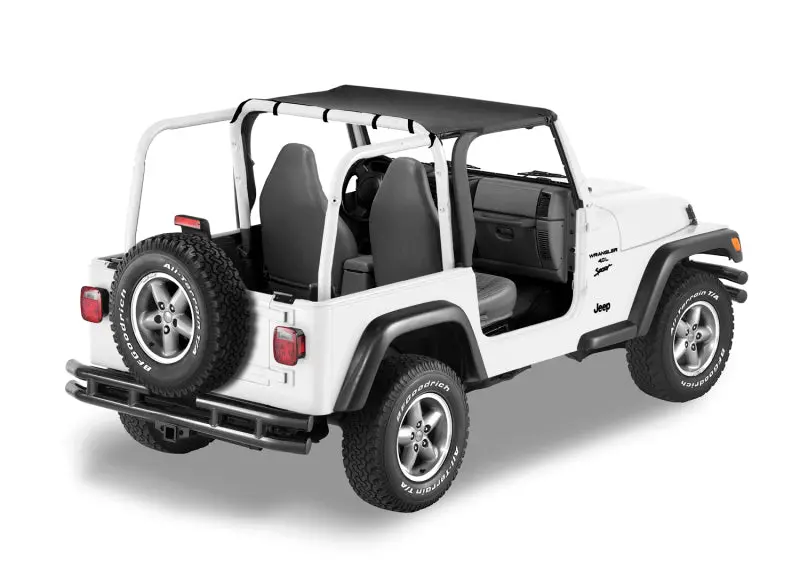 Bestop Header Targa Bikini Top (Front): Jeep Wrangler Tj 1997-2002 2.5L / 4.0L I6 - Black Denim 1