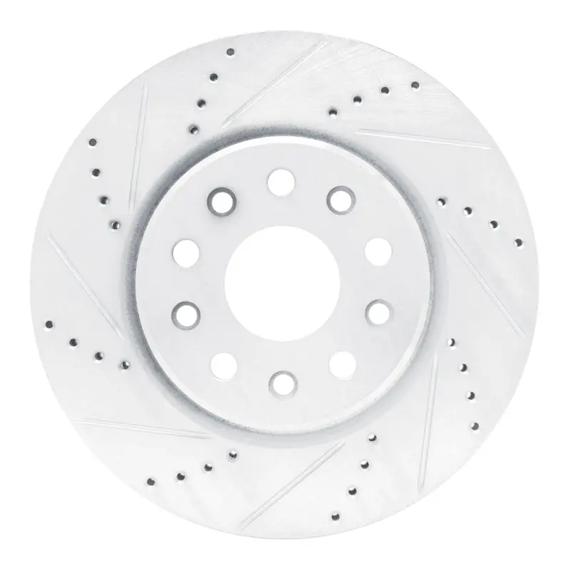 R1 Concepts Drilled & Slotted Brake Rotor (Front Left): Jeep Grand Cherokee 2022-2026 2.0L/3.6L/5.7L - Silver 1