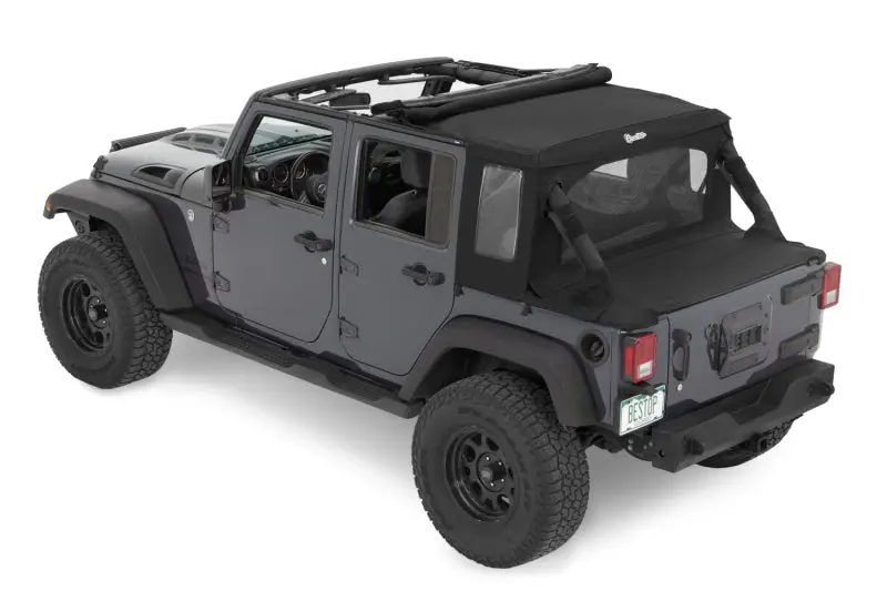 Bestop 4-Door Halftop Soft Top Premium Black Twill (F&R): Jeep Wrangler Jk 2007-2018 3.6L/3.8L V6 1