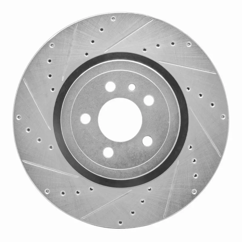 R1 Concepts Drilled & Slotted Brake Rotor (Front Left): Dodge Charger 2011-2023 5.7L Hemi - Silver 1