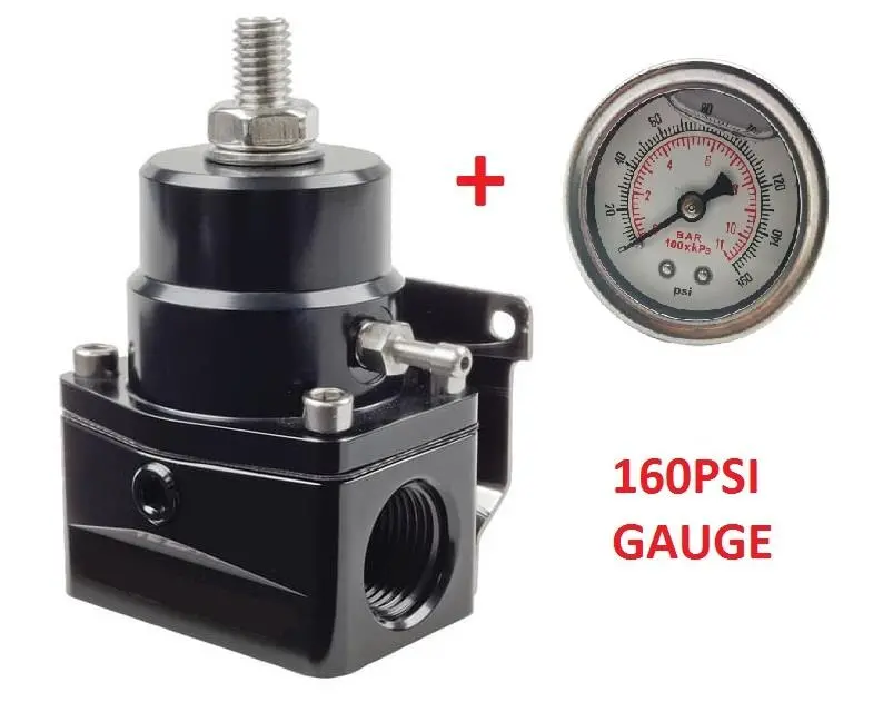 Efi Adjustable Fuel Pressure Regulator 3X An-6 Ports+ 160 Psi Gauge 1