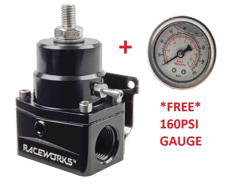 Raceworks Efi Adjustable Fuel Pressure Regulator 3X An-10 + Gauge 1