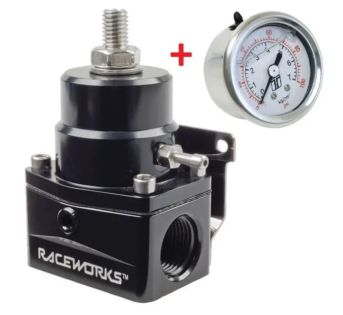Raceworks Efi Adjustable Fuel Pressure Regulator 3X An-6 Ports+ Turbosmart Gauge 1