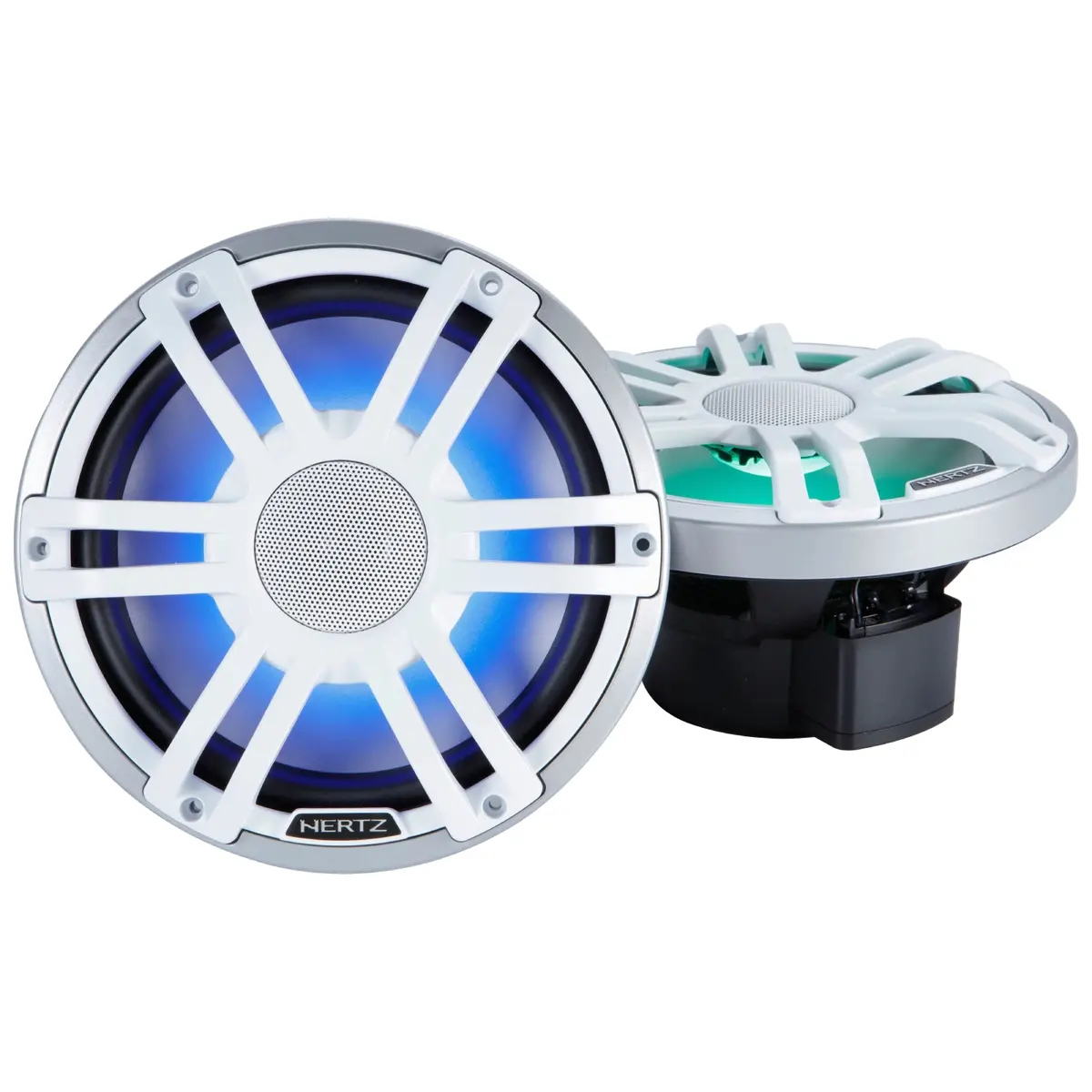 Hertz Hmx8slds 8" 2-Way Grey/White Rgb Marine Coaxial Speaker - Pair (Hmx 8 S-Ld-Sw) 1