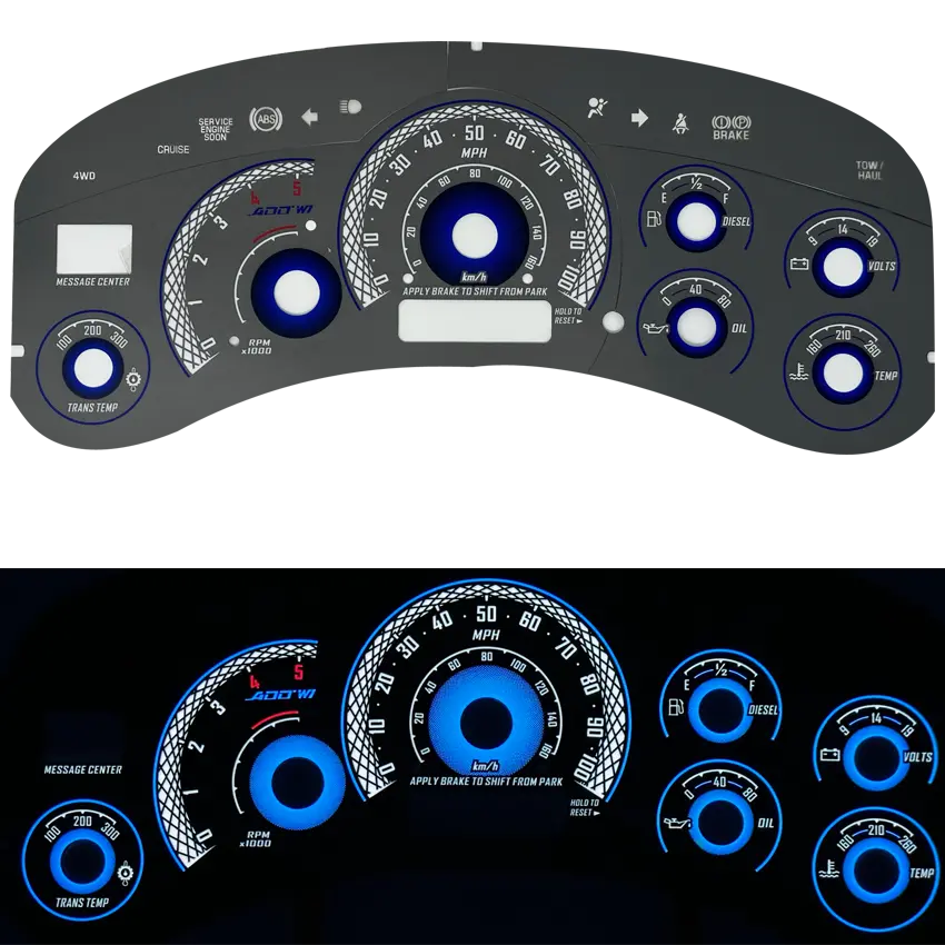 Add W1 Chevrolet Silverado / Suburban Overlay Face Gauge / Sierra/ Yukon/ Tahoe 1999-2002 - 3D Illusions 1