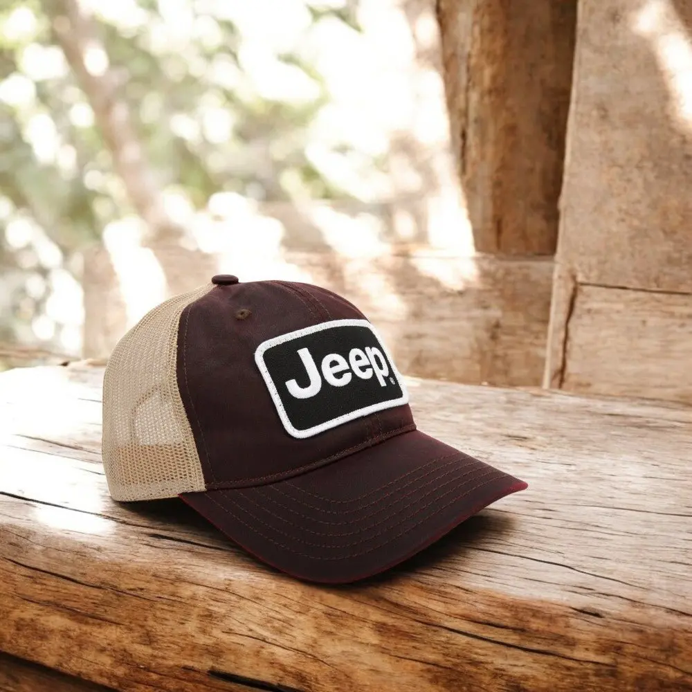 Hat - Jeep Coated Chino Twill Patch - Snazzberry/Khaki 1