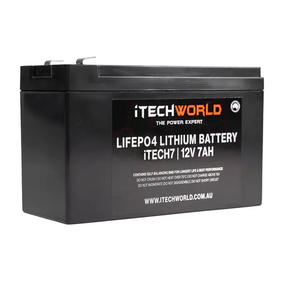 Itechworld Itech7 12V 7Ah Lithium Ion Battery - Lifepo4 Deep Cycle Camping Rv Solar Nbn Alarm 1