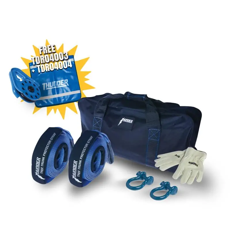 Thunder Tdr04010 Complete 4Wd Recovery Kit - 8000Kg With Free Winch Damper & Snatch Block 1