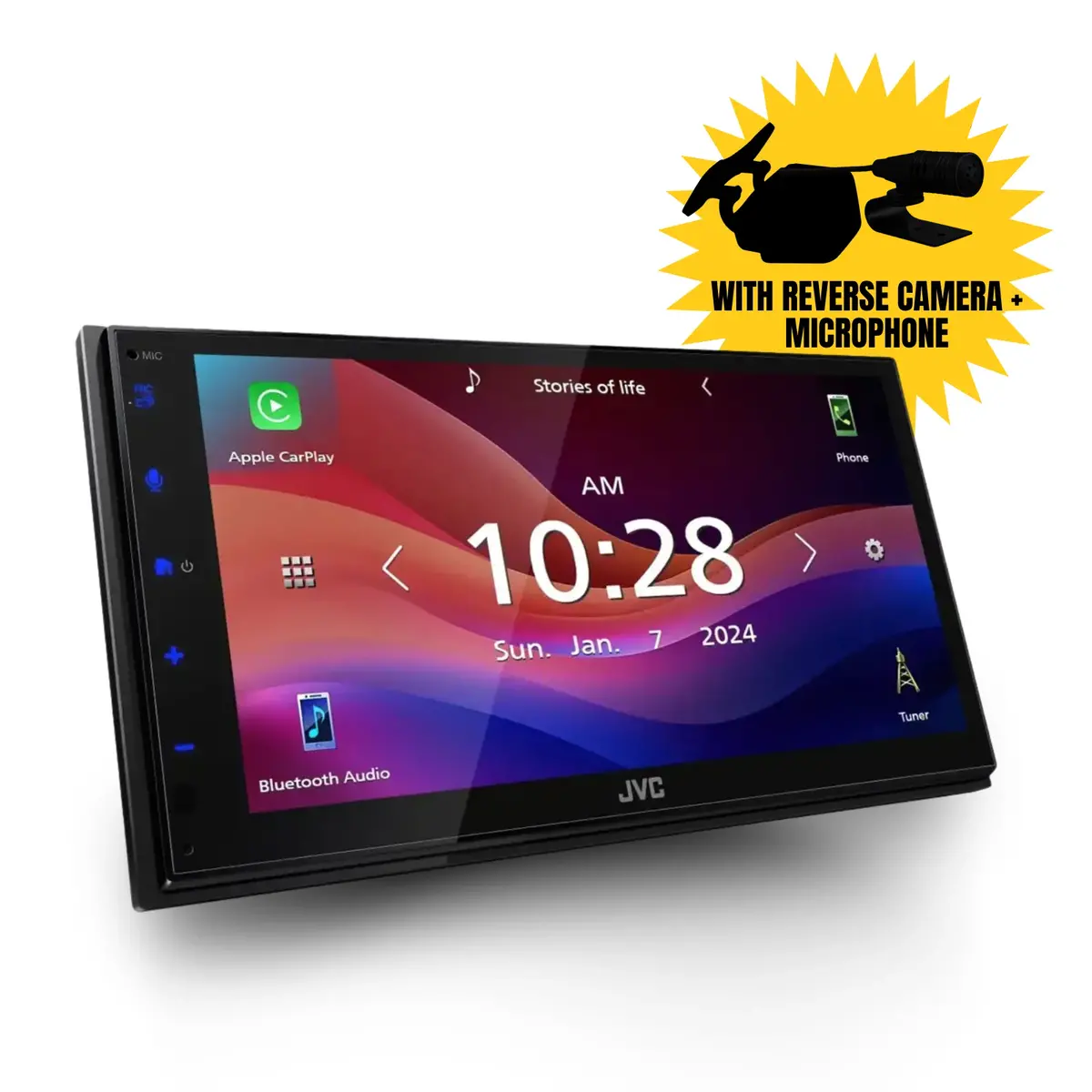 Jvc Kw-M690bw 6.8" Head Unit Capacitive Touch Monitor Apple Carplay/Android Auto Wireless Mirroring Digital Media Receiver With Reverse Camera & Microphone 1