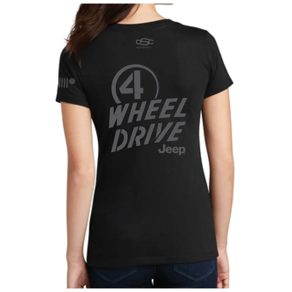 Ladies Jeep® Willys 4Wd V-Neck - Black 1