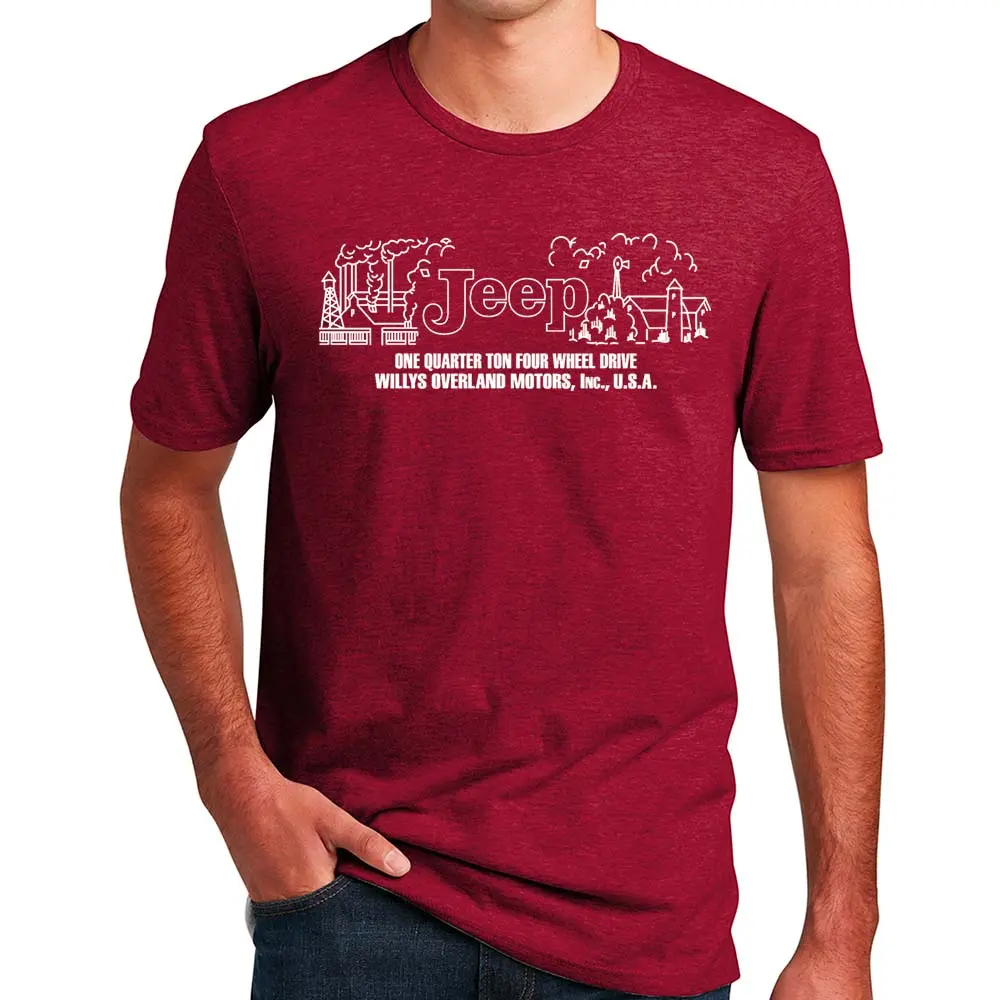 Mens Jeep® Willys Dash Plaque T-Shirt - Heather Deep Red 1