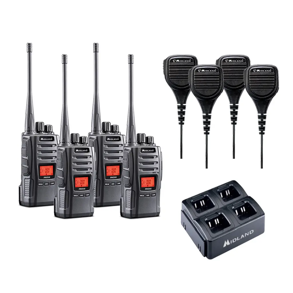 Midland Pro5x-4 - Commercial 4 Pack Uhf Cb/Lmr Handheld Radio Bundle 1