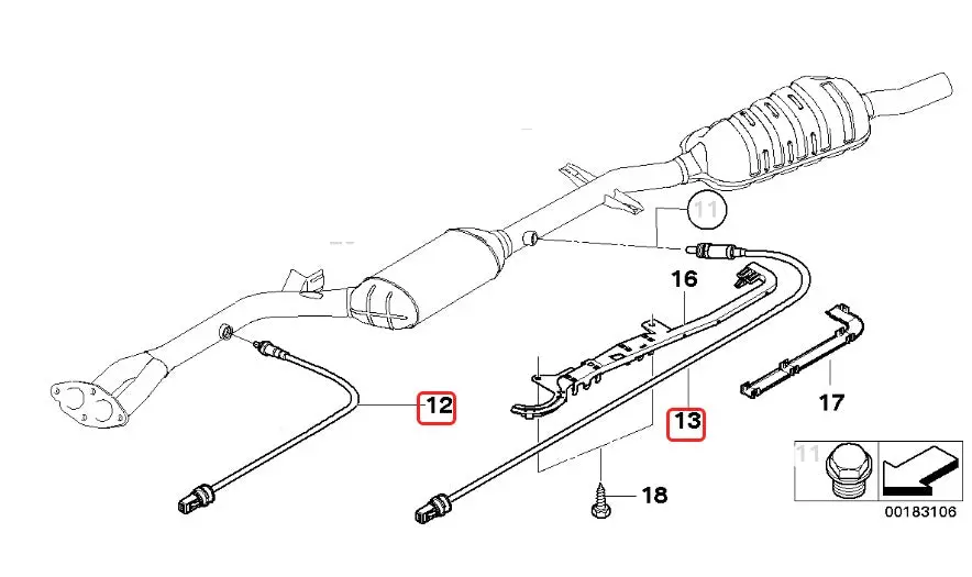 Post-Cat Oxygen Sensors O2 For Bmw 318I E46 02/2004~04/2005 N46b20a 2.0 Ego-732 2