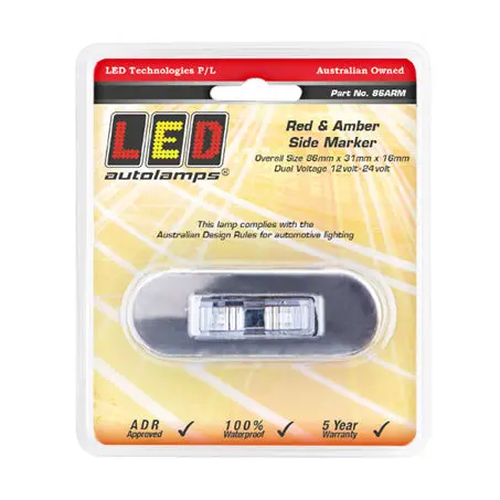 Led Autolamps 86Arm 12/24V Side Marker Led Red Amber Permanent Mount 1