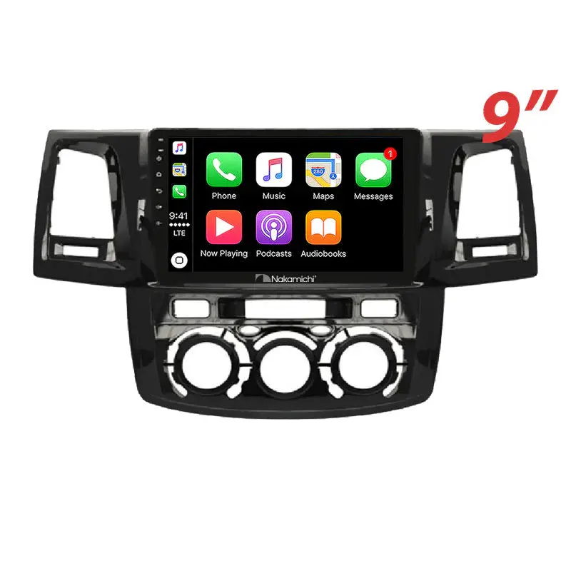 Nakamichi 9" Wireless Carplay Android Auto Toyota Hilux 2005-2014 Manual A/C Head Unit 1