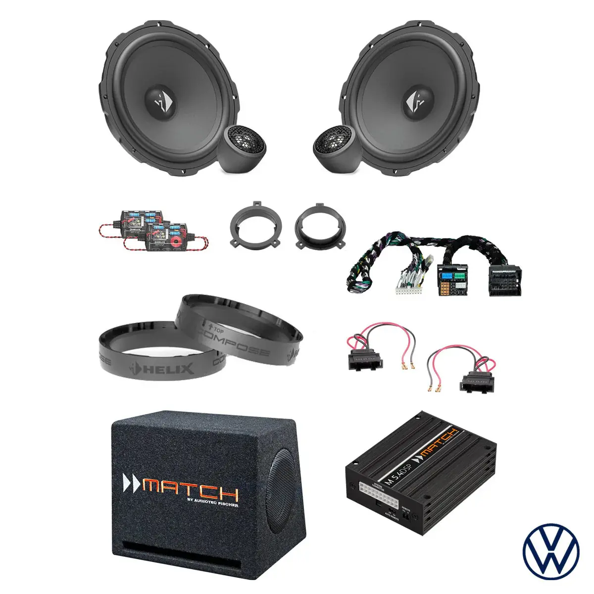 Vw T-Cross C1 - Front Speaker & Subwoofer Dsp Amplified Package | Helix Ci3 2