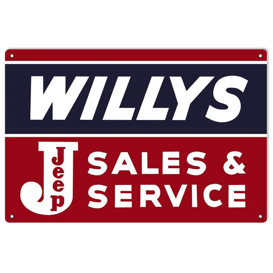 Willys Jeep Sales & Service Metal Sign 1