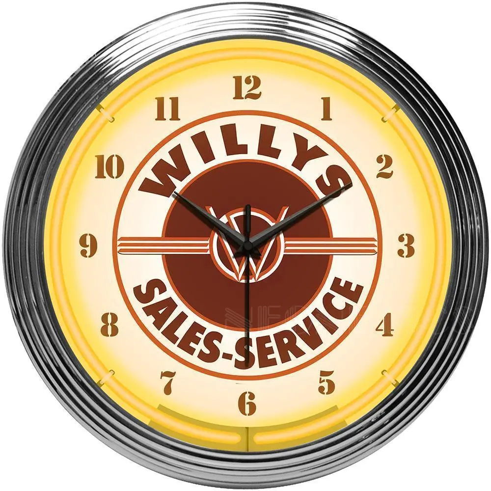 Willys Sales Service Jeep Neon Clock 1