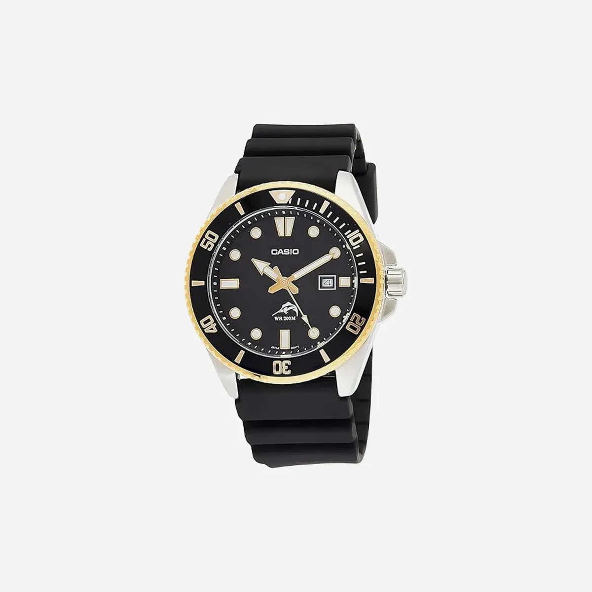 Casio Mdv-106G-1Avcf Series Black Dial Black-Gold Case Resin Band Analog Watch 1