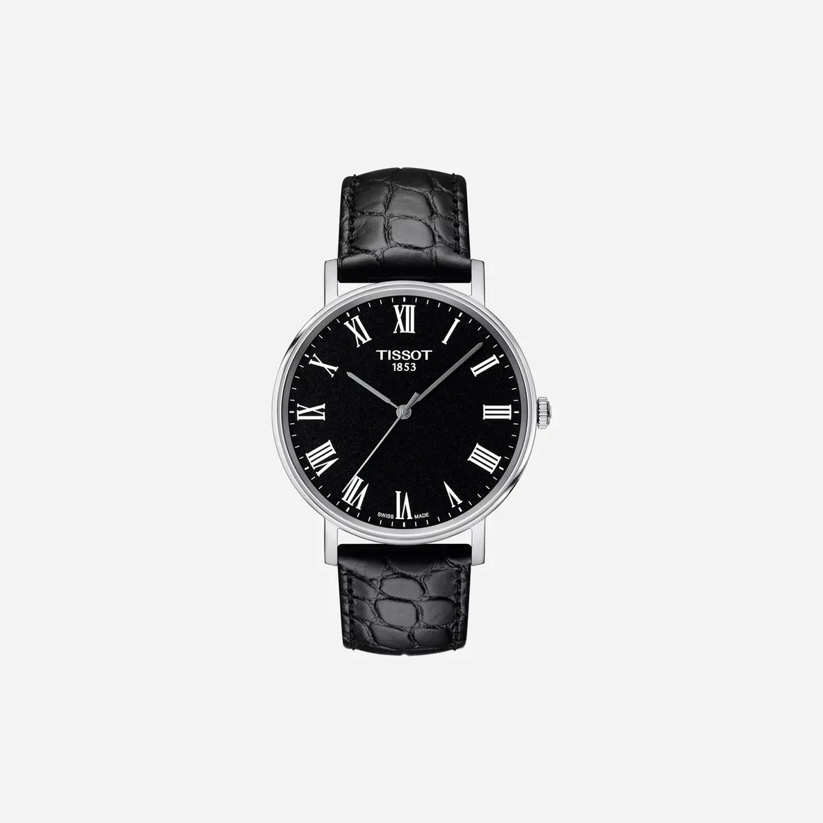 Tissot Everytime Medium Plongeur Dial Black Leather Strap Watch 1