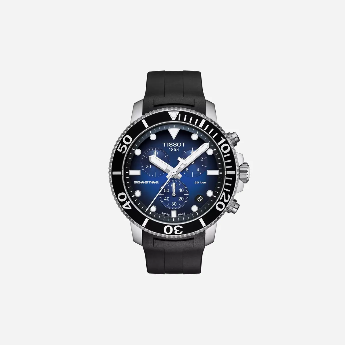 Tissot Seastar 1000 Chronograph Blue Dial Black Rubber Strap Watch 1