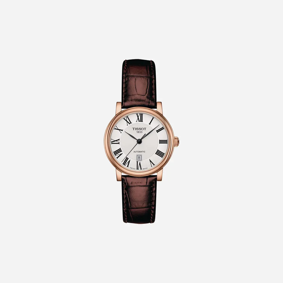 Tissot Carson Premium Automatic Lady Leaf Dial Brown Leather Strap Watch 1