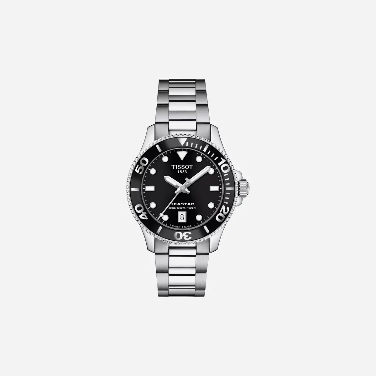 Tissot Seastar 1000 36Mm Black Dial Silver Stainless Steel Watch 1