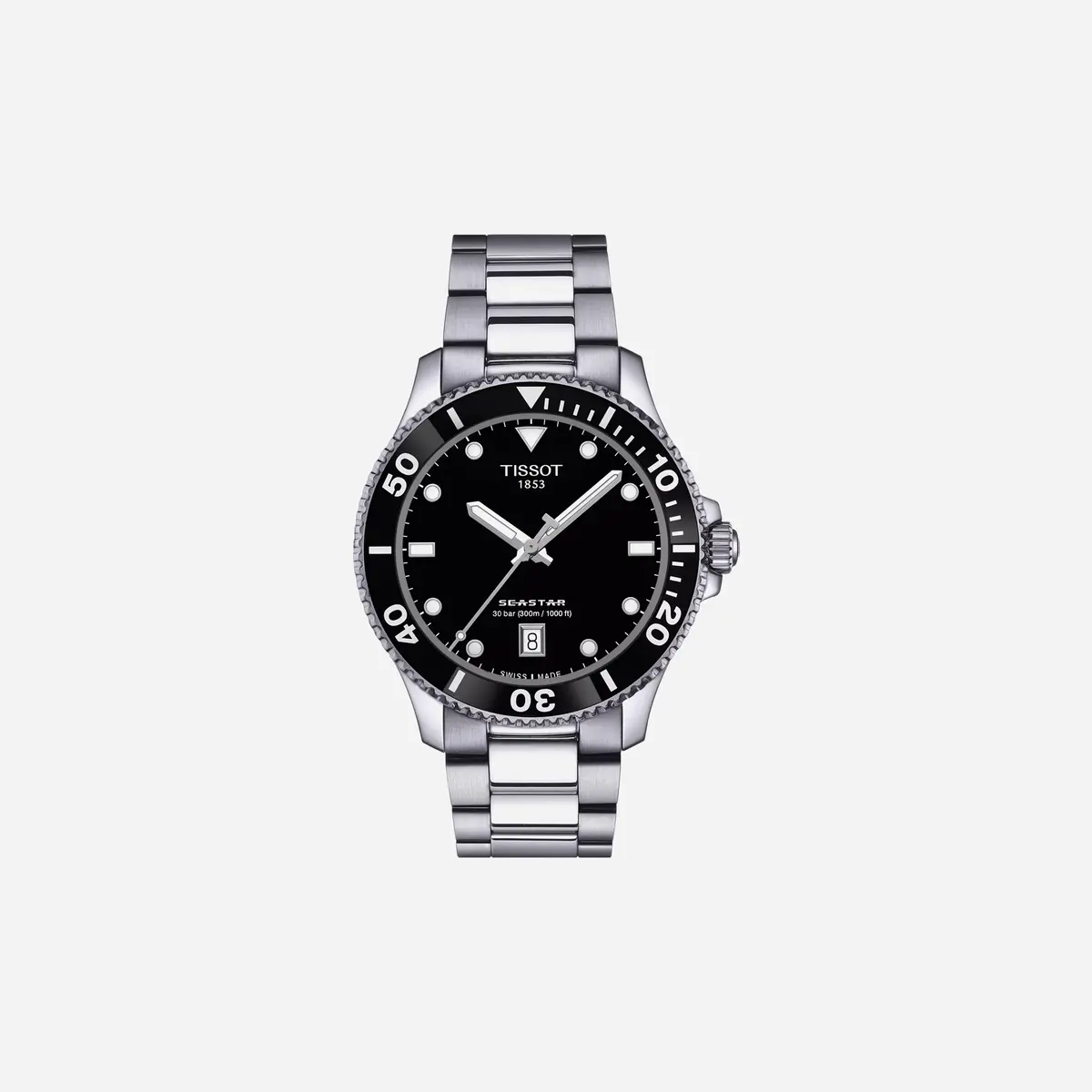 Tissot Seastar 1000 40Mm Black Dial Silver Stainless Steel Watch 1