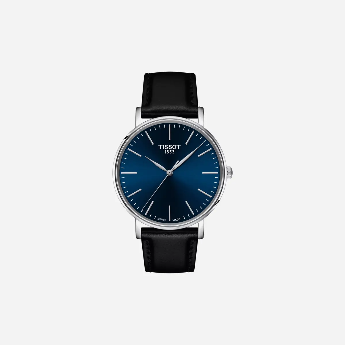 Tissot Everytime Gent Leaf Dial Black Leather Strap Watch 1