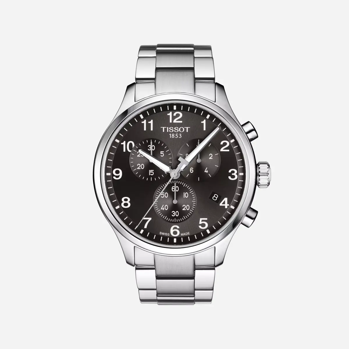 Tissot Chrono Xl Classic Grey Dial Silver Stainless Steel Strap Watch 1