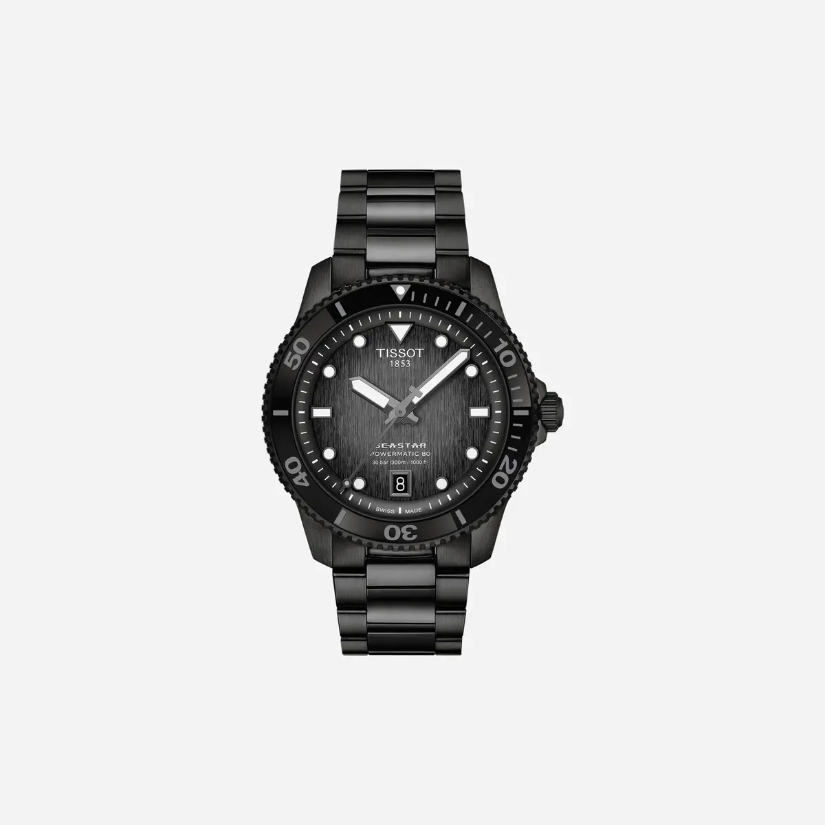 Tissot Seastar 1000 Powermatic 80 40Mm Black Dial Black Stainless Steel Black Pvd Strap Watch 1