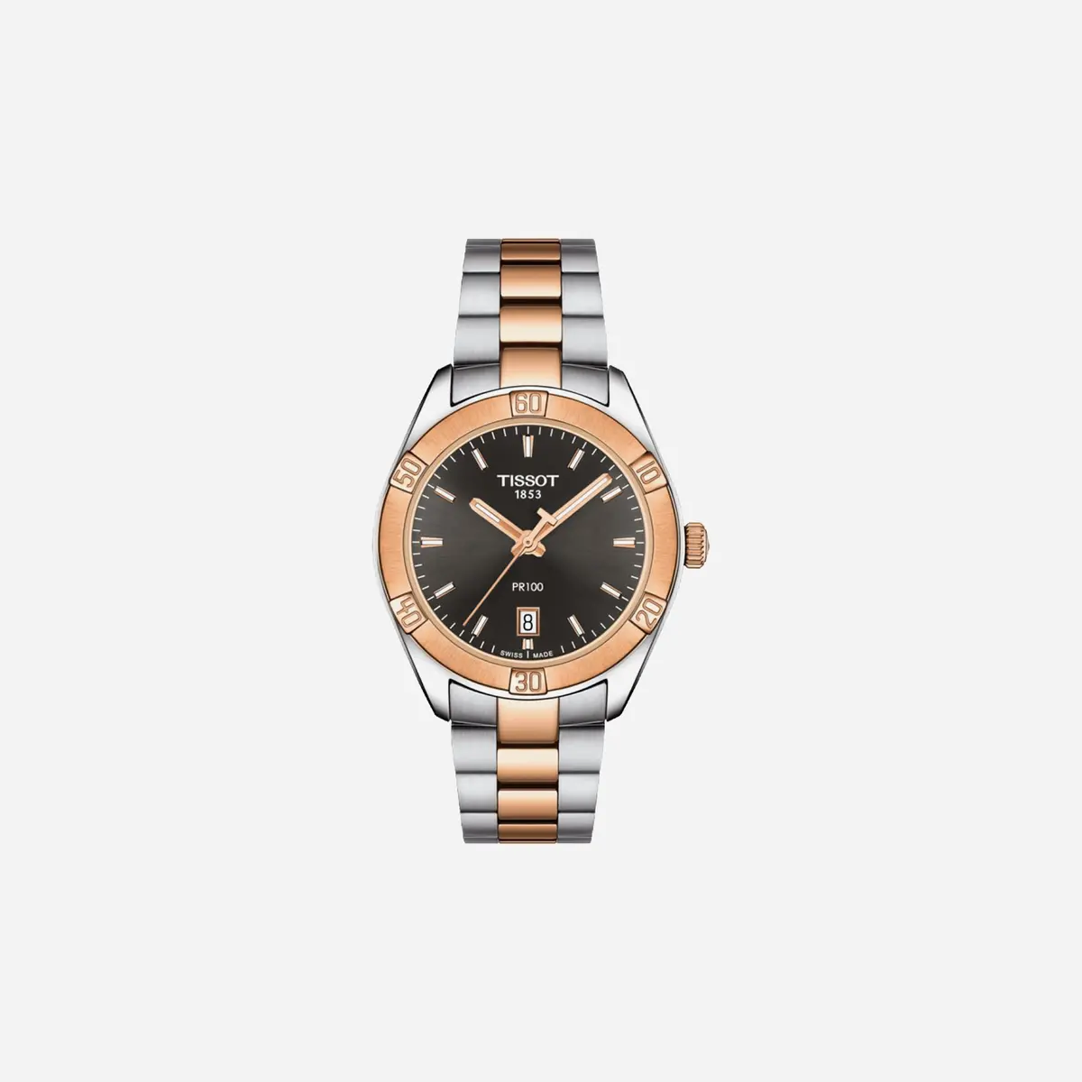 Tissot Pr 100 Sport Chic Anthracite Dial Silver & Rose Gold Pvd Watch 1