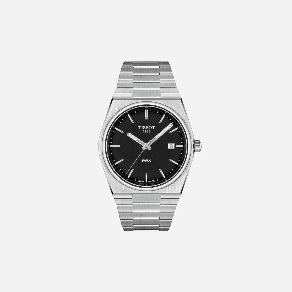 Tissot Prx Black Dial Silver Stainless Steel Strap Watch 1