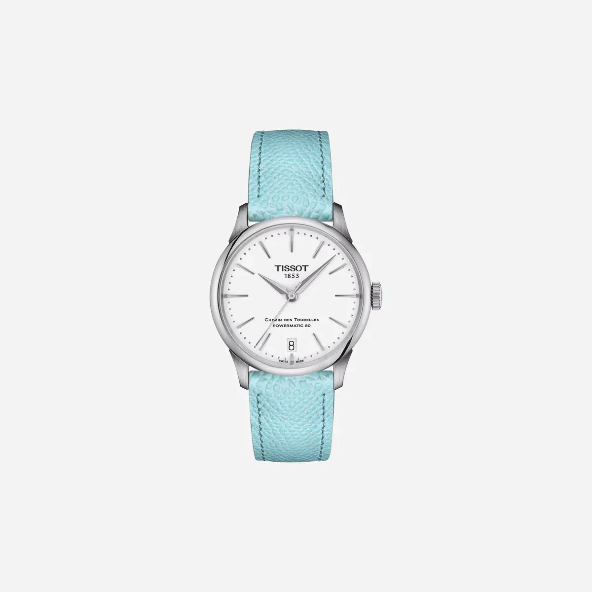 Tissot Chemin Des Tourelles Powermatic 80 34Mm Alpha Dial Blue Leather Strap Watch 1