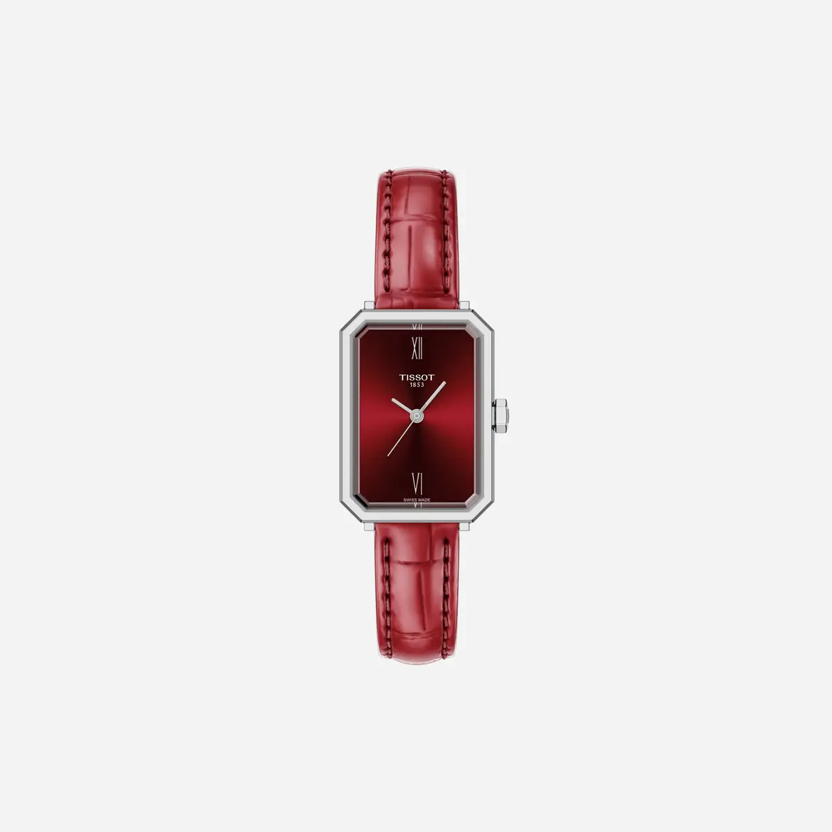 Tissot Srv 30 Mm Baton Dial Red Leather Strap Watch Wmns 1