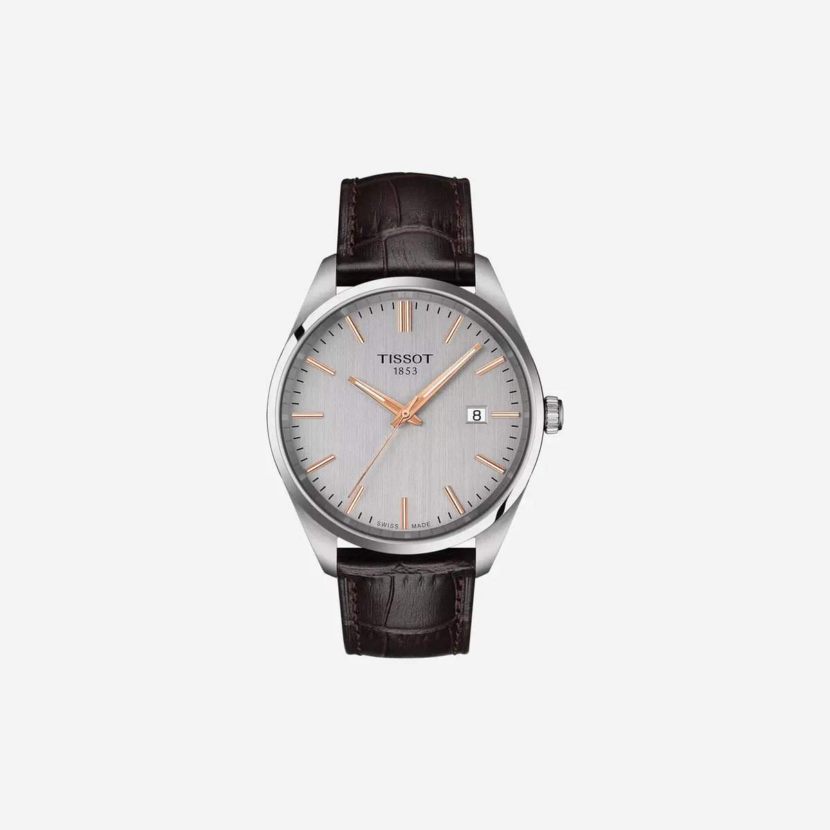Tissot Pr 100 Silver Dial Brown Leather Strap Watch 1
